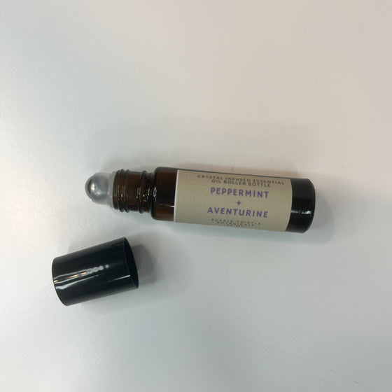 Peppermint + Aventurine Crystal Infused EO Roller Bottle
