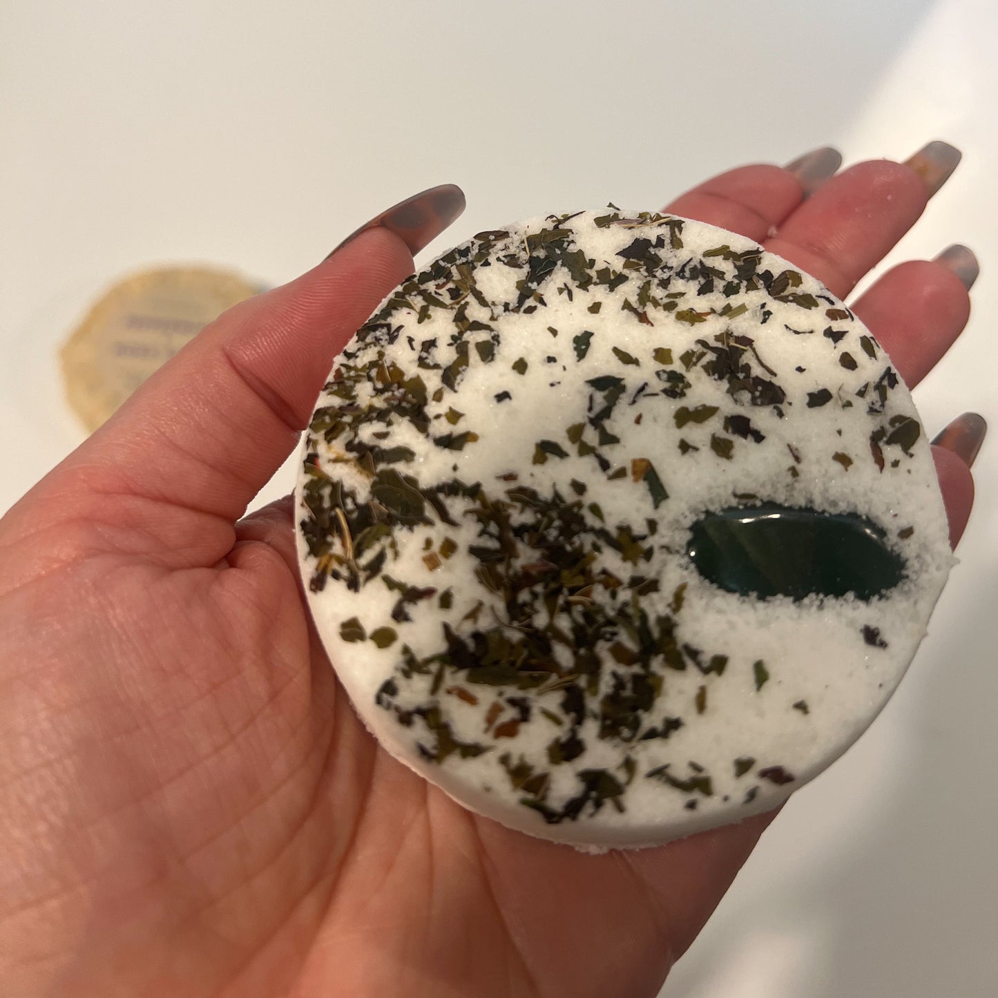 Peppermint + Moss Agate Crystal Bath Bomb