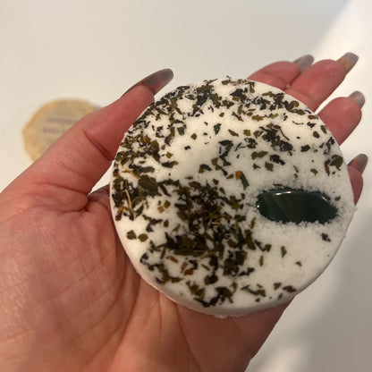 Peppermint + Moss Agate Crystal Bath Bomb