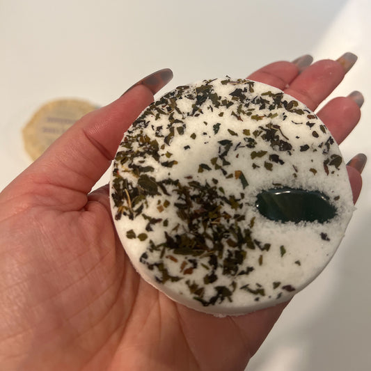 Peppermint + Moss Agate Crystal Bath Bomb